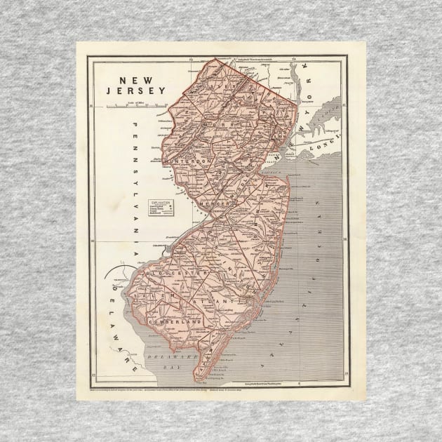 Vintage Map of New Jersey (1845) by Bravuramedia